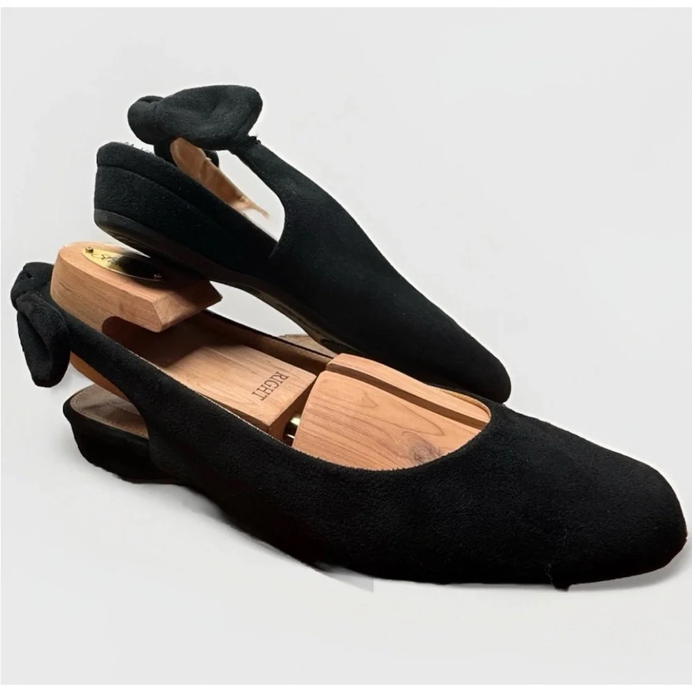 comfortview Black Bow Back Slingback Flats